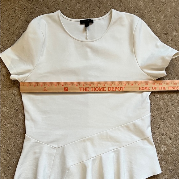 J Crew Off White Short Sleeve Peplum Ruffle Hem Top - Picture 4 of 10